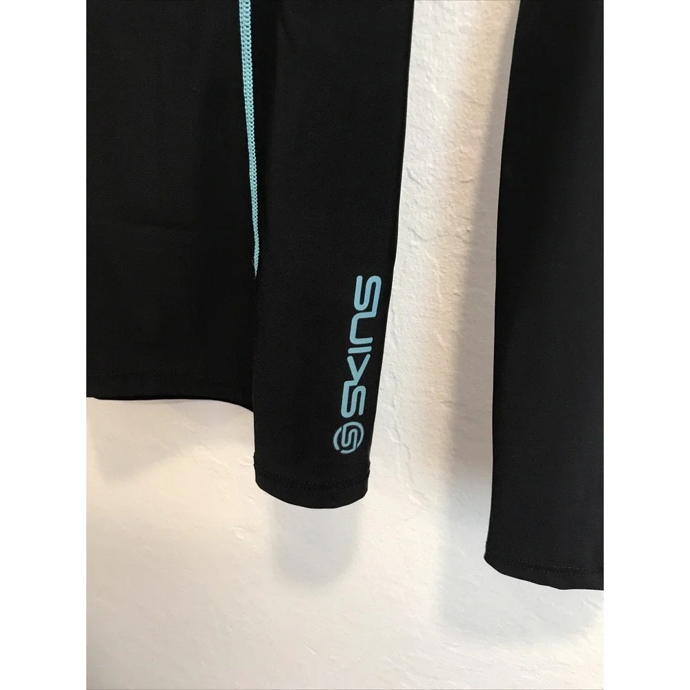 Skins Cycling Long Sleeve Black Blue Cycling Shirt Size Youth M